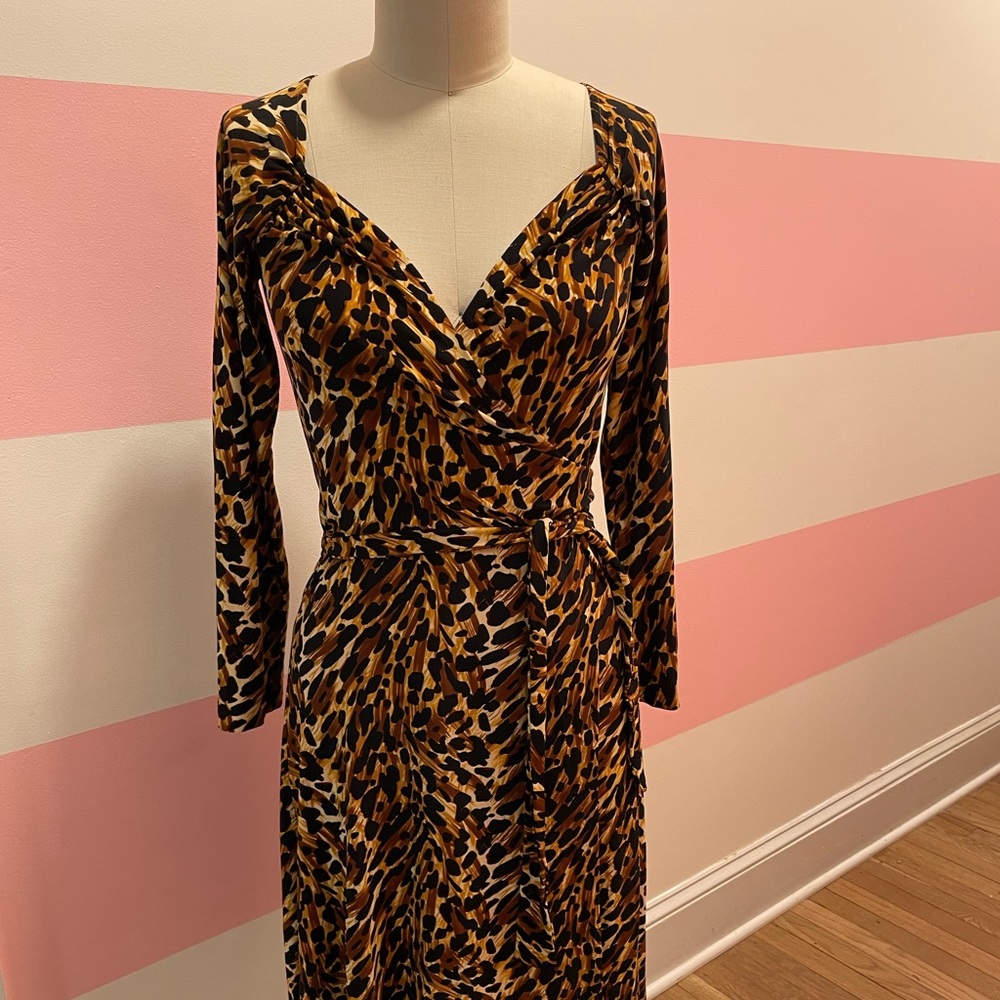 Norma Kamali leopard print wrap dress size small